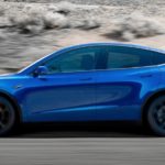 Tesla Model Y blu fianco thumbnail